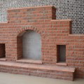 red brick fireplace