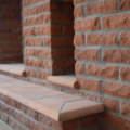 red brick fireplace